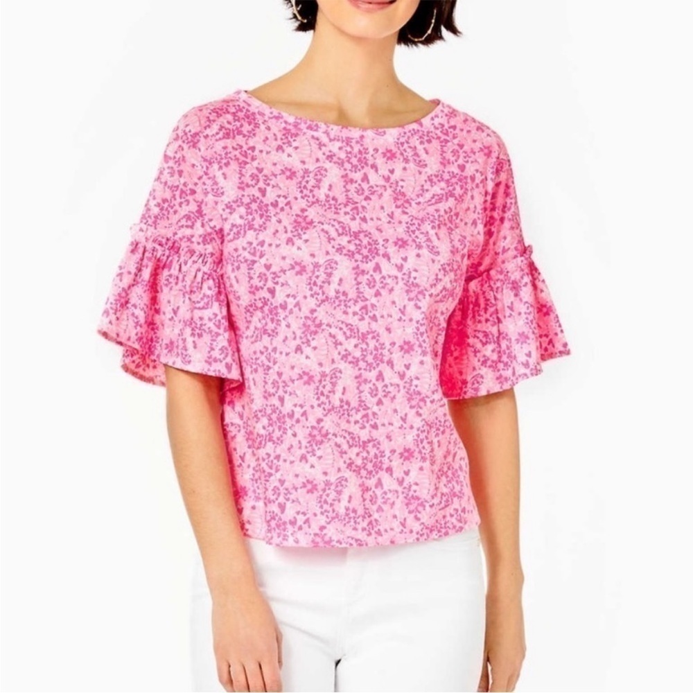 Lilly Pulitzer Pink/White Ziva Top Sz XS NWOT